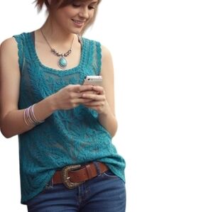 Mesh Tank Fairy Y2K Womens M Retro Mermaid Sheer Dainty Velvet Flocked Overlay